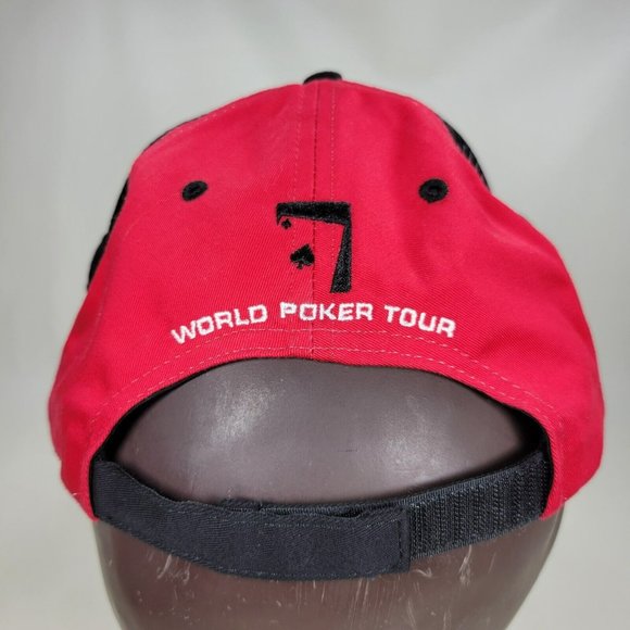 World Poker Tour Strap Back Trucker Hat Cap Red Black Mesh 2-Stripe G-III Sports - Picture 4 of 8